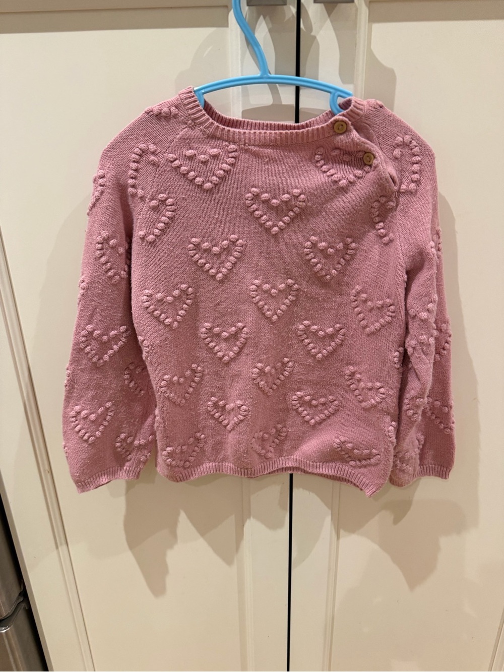 H&m 18-24m Girls' Pink Heart Textured Sweater